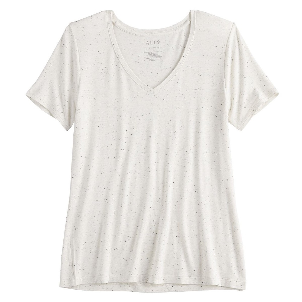 Apt 9 Ivory Heather White V Neck T Shirt